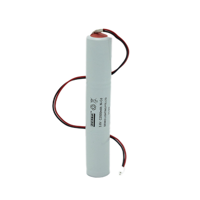 2500mAh Emergency Light Ni Cd Battery Pack 3.6V White PVC Color