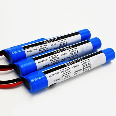 PVC Stick Type IFR 18650*2 Cell In Series With Protection Control Module 0.6Ah 6.4V LiFePO4 Cylindrical Batteries
