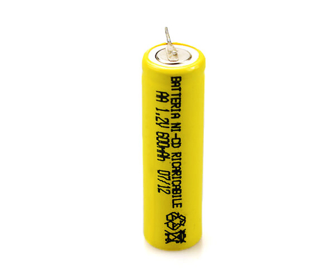 16.6g 1.2 V Ni Cd Battery Rechargeable Yellow PVC AA600mAh